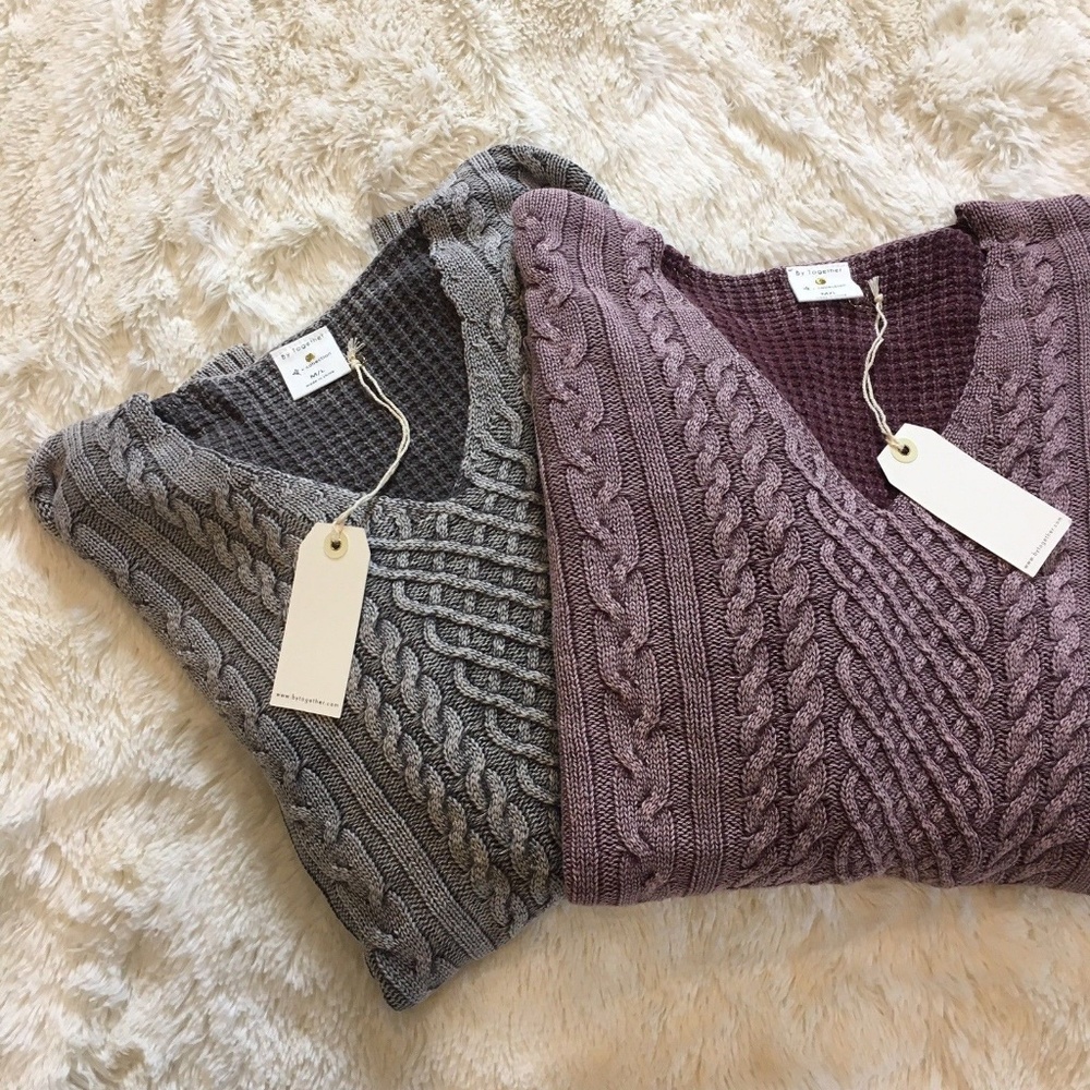 LAST ONE! Host Pick! Cable Knit Grey Sweater Top - Picture 5 of 8